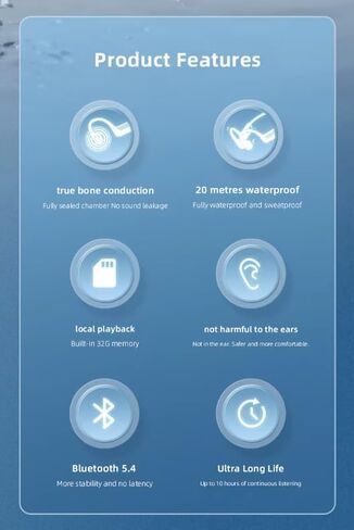 سماعات السباحة تحت الماء ، IPX8 مقاومة للماء ، سماعات توصيل العظام ، Bluetooth 5.4 أذن مفتوحة مع ذاكرة 32G MP3 لممارسة (أسود) in Saudi Arabia