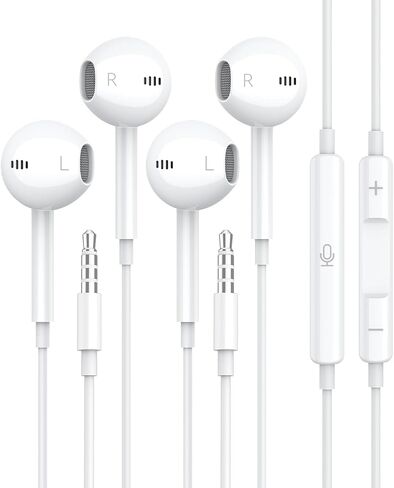2 Packs Wired Headphones Earbuds with Microphone, in-Ear Earphones Volume Control Headphones with Mic Compatible with iPhone/iPad/Android/Laptop/Computer and Other 3.5mm Jack Devices in Saudi Arabia