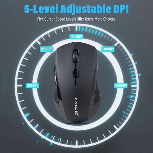 XuanGui Wireless Mouse,DPI 4000,2.4GHz Ergonomic Computer Mouse,Side Grips for Control,6 Buttons,Smart Power-Saving Mode,24 Months Battery Life,Cordless Mice for Windows/Mac OC/PC/Mac/Laptop,Black in Kuwait