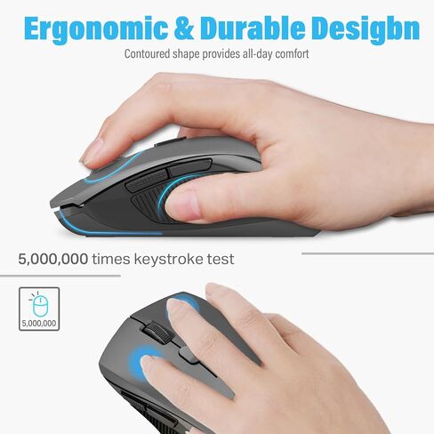 XuanGui Wireless Mouse,DPI 4000,2.4GHz Ergonomic Computer Mouse,Side Grips for Control,6 Buttons,Smart Power-Saving Mode,24 Months Battery Life,Cordless Mice for Windows/Mac OC/PC/Mac/Laptop,Black in Kuwait