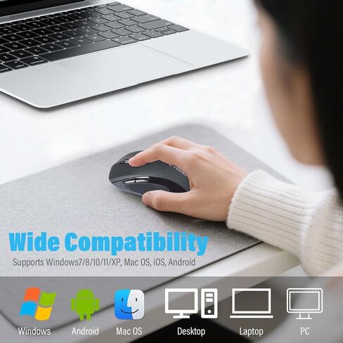 XuanGui Wireless Mouse,DPI 4000,2.4GHz Ergonomic Computer Mouse,Side Grips for Control,6 Buttons,Smart Power-Saving Mode,24 Months Battery Life,Cordless Mice for Windows/Mac OC/PC/Mac/Laptop,Black in Kuwait