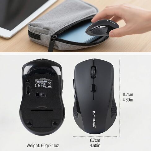 XuanGui Wireless Mouse,DPI 4000,2.4GHz Ergonomic Computer Mouse,Side Grips for Control,6 Buttons,Smart Power-Saving Mode,24 Months Battery Life,Cordless Mice for Windows/Mac OC/PC/Mac/Laptop,Black in Kuwait