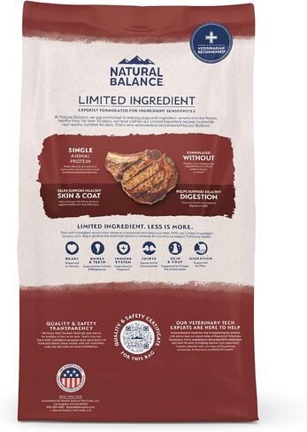 طعام الكلاب الجافة ذو المكونات المحدودة من Natural Balance مع الحبوب الصحية، وصفة لحم الضأن والأرز البني، 24 رطل (عبوة من قطعة واحدة) in Kuwait