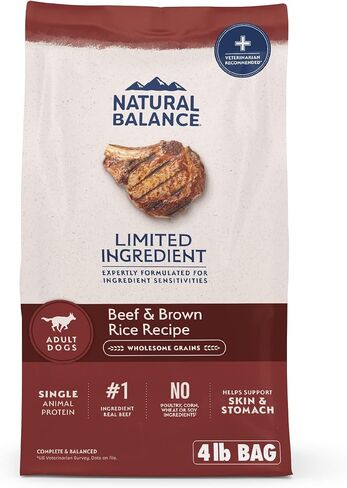 طعام الكلاب الجافة ذو المكونات المحدودة من Natural Balance مع الحبوب الصحية، وصفة لحم الضأن والأرز البني، 24 رطل (عبوة من قطعة واحدة) in Kuwait