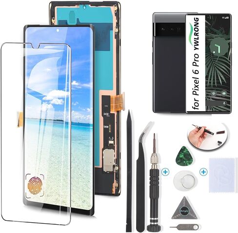 OLED Screen for Google Pixel 6 Pro Screen Replacement for Google Pixel 6 Pro 5G GLUOG G8VOU LCD Display Touch Screen Digitizer Assembly with Tools（Support Fingerprint） in Saudi Arabia