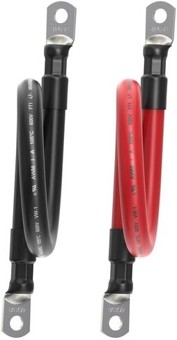 4/0 بطارية كابل ، Sunrich Energy 5ft Black + 5ft Red Duty Converter Cables for Car Audio RV Trailer AMP (5ft 4/0awg - 3/8 ") in Kuwait