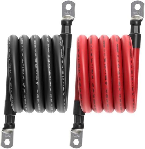 4/0 بطارية كابل ، Sunrich Energy 5ft Black + 5ft Red Duty Converter Cables for Car Audio RV Trailer AMP (5ft 4/0awg - 3/8 ") in Kuwait