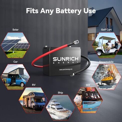 4/0 Battery Cable, SUNRICH ENERGY 5FT Black + 5FT Red Heavy-Duty Inverter Cables for Car Audio RV Trailer Amp Wiring (5FT 4/0AWG - 3/8") in Saudi Arabia