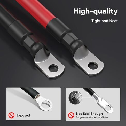 4/0 Battery Cable, SUNRICH ENERGY 5FT Black + 5FT Red Heavy-Duty Inverter Cables for Car Audio RV Trailer Amp Wiring (5FT 4/0AWG - 3/8") in Saudi Arabia