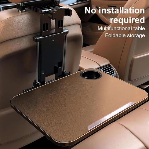 Car Desk for Laptop for Mitsubishi L200 Double Cab, Foldable Back Seat Tray Table, Multifunctional Tablet Holder Stand, Vehicles Cup Mount Desk Organizer, Car Accessories,Brown-pad Holder in Saudi Arabia