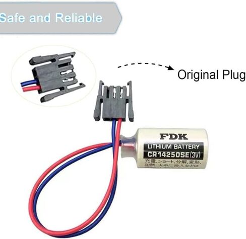 • ﹙50 حزمة﹚ ل FDK CR14250SE 1/2AA 3V PLC بطارية 1000 مللي أمبير في الساعة 1747-BA مزود الطاقة الاحتياطية ، الموصل الأسود in Kuwait