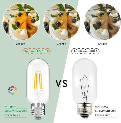 لمبة LED أنبوبية قابلة للتعتيم E26 لمبة إضاءة LED، مصابيح T10 T30 LED عتيقة، 40 واط تساوي 4W، 2700K مصابيح إديسون للضوء الأبيض الدافئ، AC120V، 400lm، لأضواء قلادة الثريا - عبوتان in Saudi Arabia