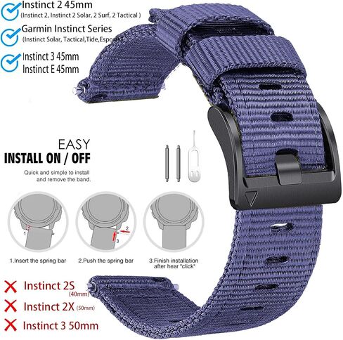 for Garmin Instinct/Instinct 2 Watch Bands, 22mm Rugged Nylon Instinct3 45mm Replacement Watch Strap Compatible with Garmin Instinct2 Tactical/Tide/Esports/Solar in Saudi Arabia