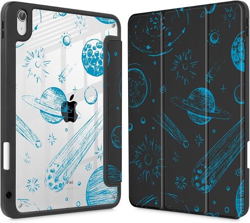 Tuiklol for iPad (A16 Chip) 11th Generation 11 inch 2025 / iPad 10th Generation 10.9 inch 2022 Case, Buit in Pencil Holder with Clear Back Shell Cover Trifold Stand Auto Wake/Sleep, Space Comets in Saudi Arabia