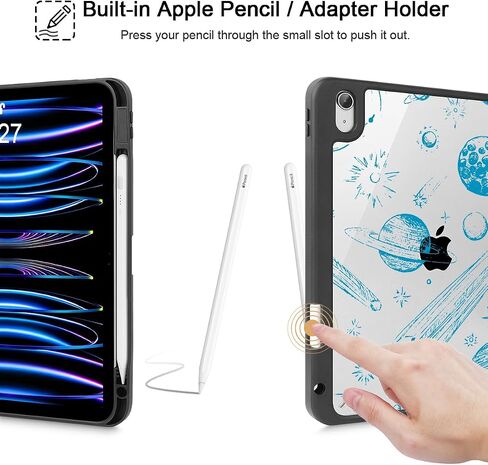 Tuiklol for iPad (A16 Chip) 11th Generation 11 inch 2025 / iPad 10th Generation 10.9 inch 2022 Case, Buit in Pencil Holder with Clear Back Shell Cover Trifold Stand Auto Wake/Sleep, Space Comets in Saudi Arabia