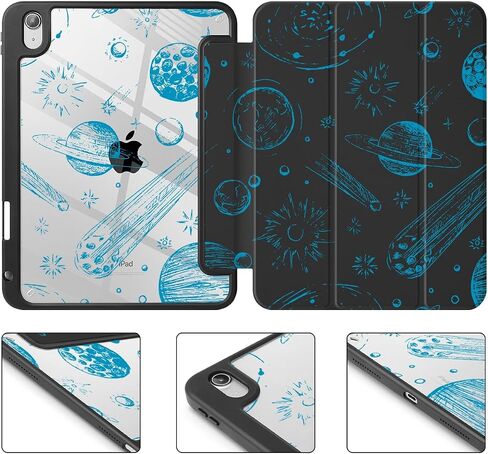 Tuiklol for iPad (A16 Chip) 11th Generation 11 inch 2025 / iPad 10th Generation 10.9 inch 2022 Case, Buit in Pencil Holder with Clear Back Shell Cover Trifold Stand Auto Wake/Sleep, Space Comets in Saudi Arabia