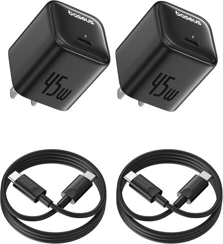 BASEUS 45W USB C Charger Block & BASEUS 22.5W PD Fast Charging 10000MAH POWER BANK مدمجة في USB C CABLE in Kuwait