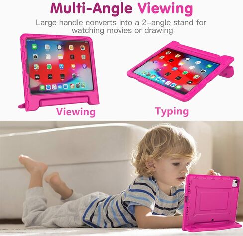 Kids Case for 10.9" iPad Air 5th/4th Generation (2022/2020) & iPad Pro 11" (2021/2020/2018) Case Lightweight Shockproof Convertible Protection Case with Built-in Handle Stand Cover (Rose) in Saudi Arabia