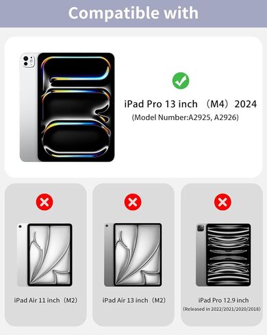 AOB لـ iPad Pro 13 Inch Case M4 (2024) ، مرفق مغناطيسي ، حالة حامل ثلاثي Slim ، يدعم Pencil Pro و Pencil (USB-C) ، الرمادي in Kuwait