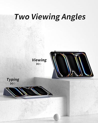 AOB لـ iPad Pro 13 Inch Case M4 (2024) ، مرفق مغناطيسي ، حالة حامل ثلاثي Slim ، يدعم Pencil Pro و Pencil (USB-C) ، الرمادي in Kuwait