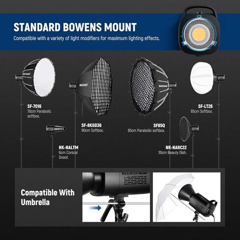 NEEWER CB100 100W LED Video Light، 5600K ضوء النهار COB إضاءة الإخراج المستمر مع Bowens Mount / 2.4G Remote 11000Lux / 1m CRI / TLCI97 + لتسجيل الفيديو الزفاف في الهواء الطلق التصوير الفوتوغرافي in Saudi Arabia