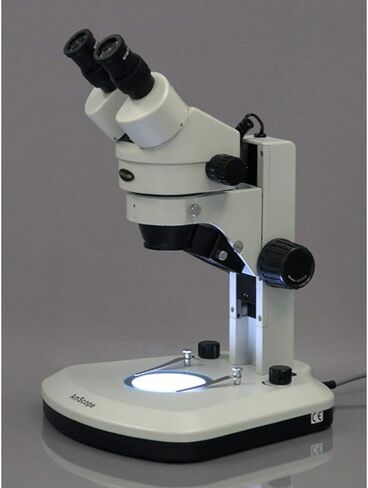 AMSCOPE SM-1B-RL مجهر تكبير ستيريو مجهر محترف ، عدسة WH10X ، تكبير 7x-45x ، 0.7x-4.5x Zoom الهدف ، ضوء LED العلوي والسفلي ، حامل المسار ، 110 فولت -120 فولت in Kuwait