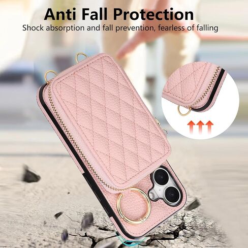 Asuwish Phone Case for iPhone 17 Pro 6.3 inch 2025 Zipper Wallet Cell with with Glass Glass Screen Protector Ring Ring Slot Crossbody Strap Lanyard I Phone17 I17 17Pro Women Black in Kuwait