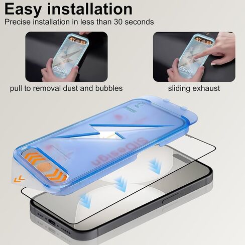 Screen Protector For iphone 17, 6.3-inch Tempered Glass, 9H Hardness, 2-Pack with Installation Kit，automatically removing dust and air bubbles in Saudi Arabia