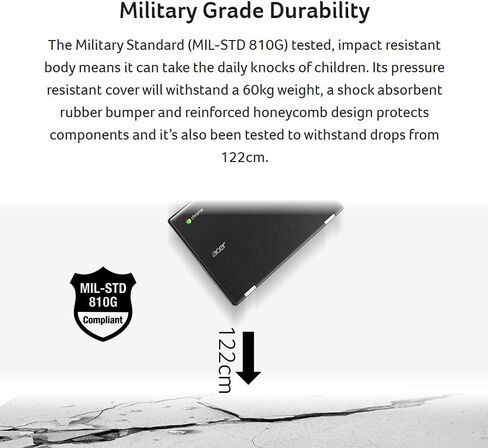 Acer Chromebook Spin 511 (32GB, 4GB RAM) 11.6" HD IPS Multi-Touch LCD Panel, Intel Celeron N4020, Chrome OS W/US Warranty (Shale Black) in Kuwait
