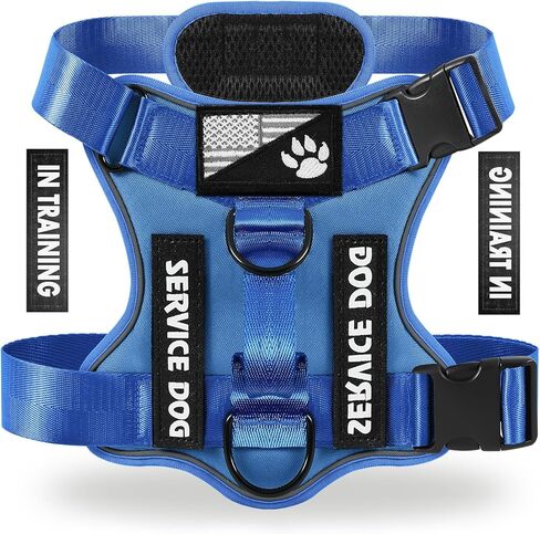 Demigreat Service Dog Harness، عاكس سترة الكلب مع 5 قطع من الرقع، حزام أكسفورد ناعم قابل للتعديل للحيوانات الأليفة، شبكة داخلية من الطبقة، سهل التحكم للكلاب in Kuwait