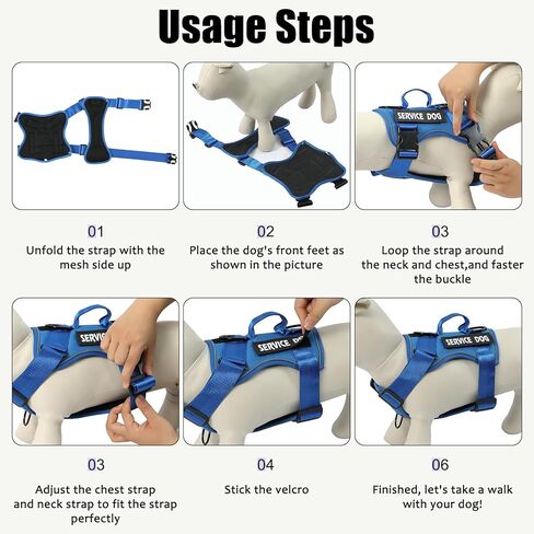 Demigreat Service Dog Harness، عاكس سترة الكلب مع 5 قطع من الرقع، حزام أكسفورد ناعم قابل للتعديل للحيوانات الأليفة، شبكة داخلية من الطبقة، سهل التحكم للكلاب in Kuwait