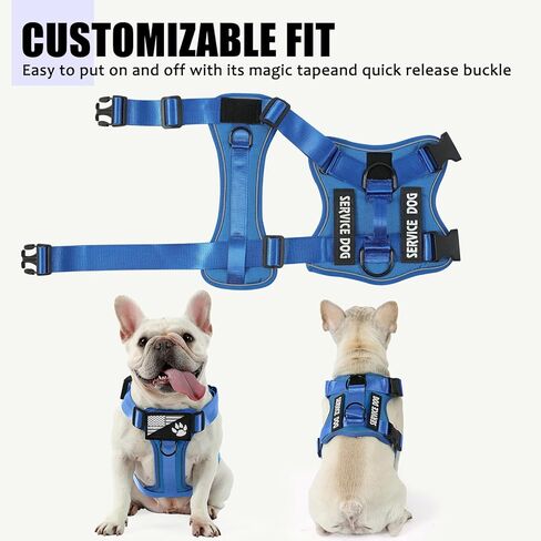 Demigreat Service Dog Harness، عاكس سترة الكلب مع 5 قطع من الرقع، حزام أكسفورد ناعم قابل للتعديل للحيوانات الأليفة، شبكة داخلية من الطبقة، سهل التحكم للكلاب in Kuwait