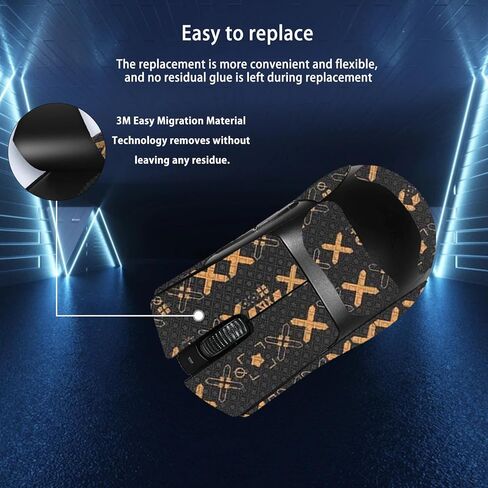 شريط قبضة الماوس تغطية كاملة لـ Razer Deathadder V3 Pro ، شريط قبضة مضاد للانزلاق ، مجموعة ترقية الفئران المهنية المقاومة للعرق (Black & Gold) in Kuwait