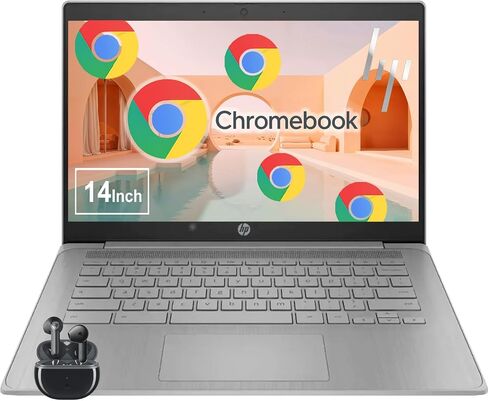 HP 14 بوصة الطالب و Business Chromebook الكمبيوتر المحمول | معالج Intel Celeron | Intel UHD Graphics | 4 جيجابايت ذاكرة الوصول العشوائي ، 128 إجمالي التخزين (64 جيجابايت eMMC على متنها مع 64 جيجابايت USB خارجي) | wifi 6 | الأذن اللاسلكية in Saudi Arabia