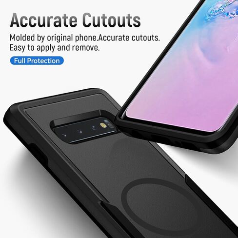 for Samsung Galaxy S10 Plus Case,[Compatible with Magsafe] [Military Grade Drop Tested] Shockproof Magnetic Tough Rugged Protective Phone Case -6.4 inch (Black) in Kuwait