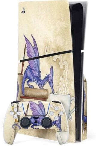 Skinit Decal Gaming Skin Compatible with PS5 Slim Disk Bundle - Officially Licensed Gothic Moon with Bats and Flowers by Sarah Richter Design in Saudi Arabia