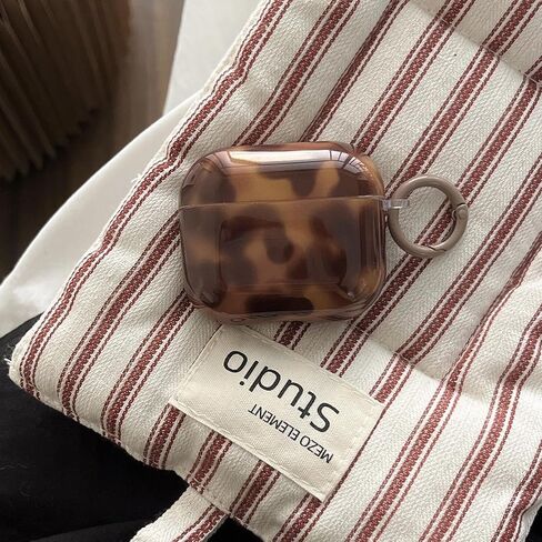 Retro Brown Tortoise Shell Case for AirPods Pro &Pro 2 with Charm - Cute Amber Cheetah Print Trendy Glossy Turtle Shell Girls Women Soft Slim Protective Cover for AirPods Pro/2(Turtle Shell) in Kuwait