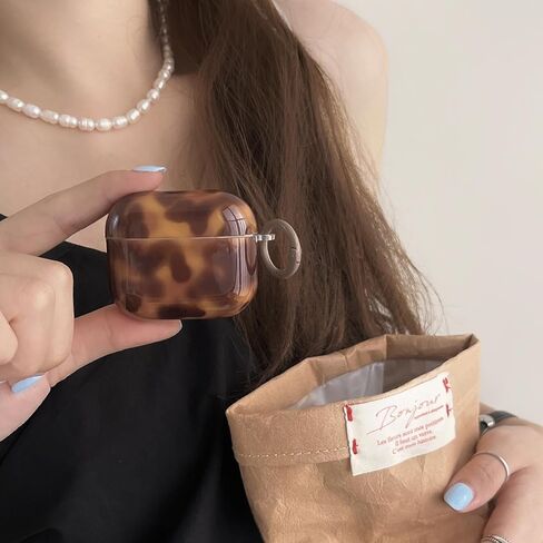 Retro Brown Tortoise Shell Case for AirPods Pro &Pro 2 with Charm - Cute Amber Cheetah Print Trendy Glossy Turtle Shell Girls Women Soft Slim Protective Cover for AirPods Pro/2(Turtle Shell) in Kuwait