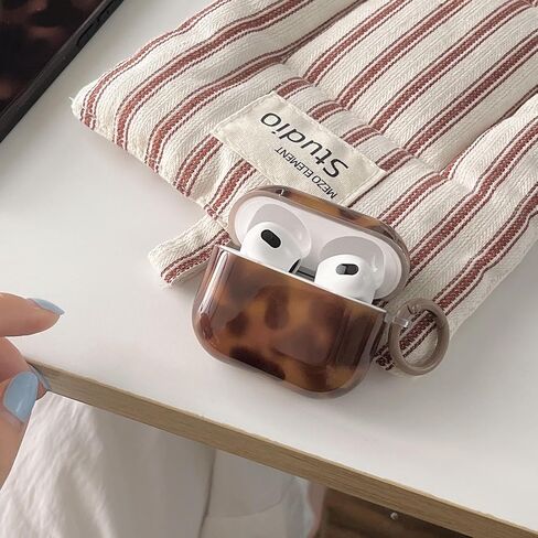 Retro Brown Tortoise Shell Case for AirPods Pro &Pro 2 with Charm - Cute Amber Cheetah Print Trendy Glossy Turtle Shell Girls Women Soft Slim Protective Cover for AirPods Pro/2(Turtle Shell) in Kuwait