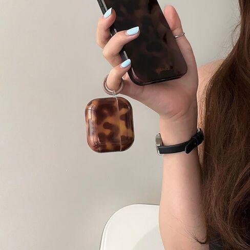 Retro Brown Tortoise Shell Case for AirPods Pro &Pro 2 with Charm - Cute Amber Cheetah Print Trendy Glossy Turtle Shell Girls Women Soft Slim Protective Cover for AirPods Pro/2(Turtle Shell) in Kuwait