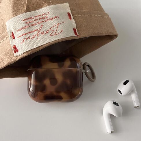 Retro Brown Tortoise Shell Case for AirPods Pro &Pro 2 with Charm - Cute Amber Cheetah Print Trendy Glossy Turtle Shell Girls Women Soft Slim Protective Cover for AirPods Pro/2(Turtle Shell) in Kuwait