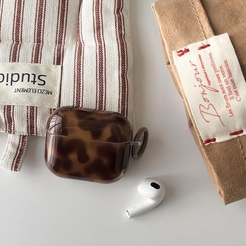 Retro Brown Tortoise Shell Case for AirPods Pro &Pro 2 with Charm - Cute Amber Cheetah Print Trendy Glossy Turtle Shell Girls Women Soft Slim Protective Cover for AirPods Pro/2(Turtle Shell) in Kuwait