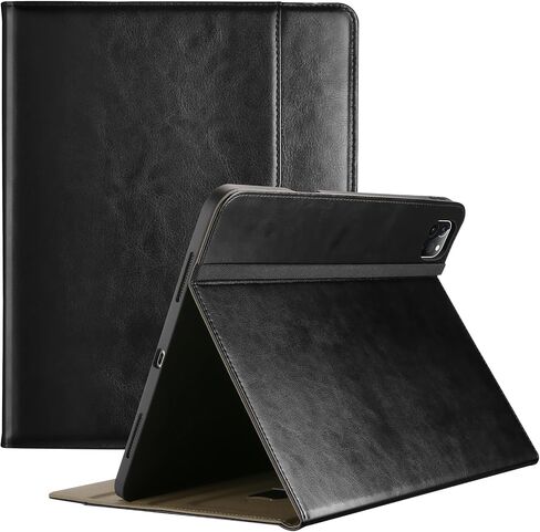Procase Leather Case for Ipad Pro 13 Inch M4 2024 مع حامل قلم رصاص ، وغطاء منصات PU Leather Cover متعددة الزوايا الورقة الذكية مع جيب أمامي حزام يدوي لـ iPad Pro 13 "2024 (7th Gen) -black in Kuwait