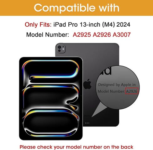 Procase Leather Case for Ipad Pro 13 Inch M4 2024 مع حامل قلم رصاص ، وغطاء منصات PU Leather Cover متعددة الزوايا الورقة الذكية مع جيب أمامي حزام يدوي لـ iPad Pro 13 "2024 (7th Gen) -black in Kuwait