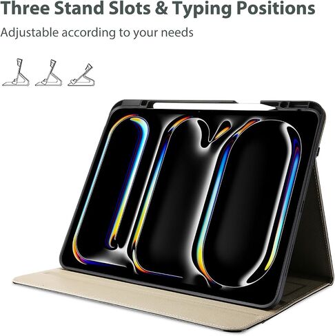 Procase Leather Case for Ipad Pro 13 Inch M4 2024 مع حامل قلم رصاص ، وغطاء منصات PU Leather Cover متعددة الزوايا الورقة الذكية مع جيب أمامي حزام يدوي لـ iPad Pro 13 "2024 (7th Gen) -black in Kuwait