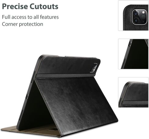 Procase Leather Case for Ipad Pro 13 Inch M4 2024 مع حامل قلم رصاص ، وغطاء منصات PU Leather Cover متعددة الزوايا الورقة الذكية مع جيب أمامي حزام يدوي لـ iPad Pro 13 "2024 (7th Gen) -black in Kuwait