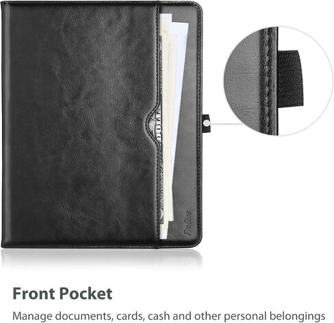 Procase Leather Case for Ipad Pro 13 Inch M4 2024 مع حامل قلم رصاص ، وغطاء منصات PU Leather Cover متعددة الزوايا الورقة الذكية مع جيب أمامي حزام يدوي لـ iPad Pro 13 "2024 (7th Gen) -black in Kuwait
