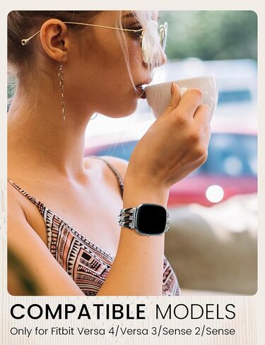 سوار مطرز متوافق مع Fitbit بالعكس 4/بالعكس 3/Sense 2/Bands Bands Women ، Boho Soft Soft Lucty Stretchy Loved Strap Fancy Dary Charms Wristband for Fitbit Smartwatch ، S in Kuwait