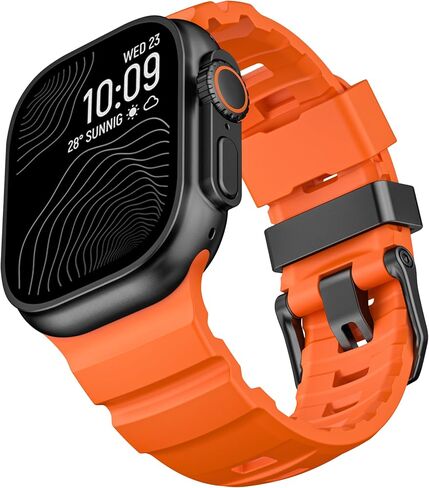 لفرقة Apple Watch Sport Band Ultra 2 Ultra 49mm 46mm 45mm 45mm 44mm ، حزام مطاطي من السيليكون الوعرة مع Clasp Metal Watch ، لسلسلة Iwatch 10 9 8 7 6 5 4 3 2 1 SE 2 in Kuwait