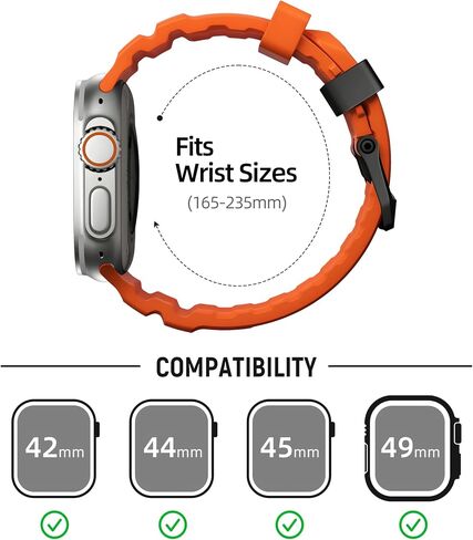 لفرقة Apple Watch Sport Band Ultra 2 Ultra 49mm 46mm 45mm 45mm 44mm ، حزام مطاطي من السيليكون الوعرة مع Clasp Metal Watch ، لسلسلة Iwatch 10 9 8 7 6 5 4 3 2 1 SE 2 in Kuwait
